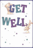 With its cheerful palette and playful scene, this get well card brings heartfelt optimism to Norbury's community. Two endearing characters-a smiling teddy bear and a joyful puppy-seem to spring from the card, each holding fast to the colourful, oversized 'Get Well' message. The use of deep indigo and fresh teal in the letters creates lively contrast against a soothing cream backdrop, echoing the vibrancy of Norbury's shopfronts and bustling high street. Twinkling stars in varying shades of blue and purple sprinkle a sense of hopefulness, as if casting little wishes throughout the South London air. The lovingly rendered details-the bear's inviting fur, the puppy's expressive eyes-invoke the tactile comfort of a fresh bouquet cradled in your arms. More than just a card, this image is a small act of emotional healing, perfect for bringing comfort, warmth, and a touch of that familiar Norbury kindness to friends or family on the road to recovery.